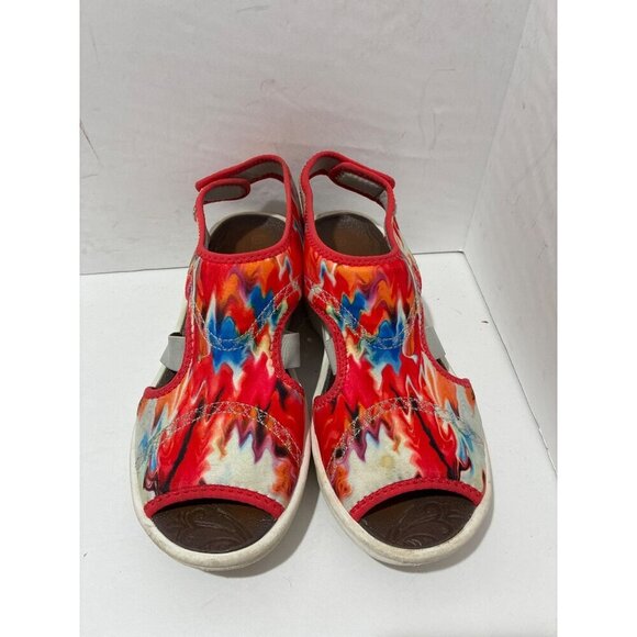 Bezees Sandals Women’s wedge multicolor backstrap size 8 pull on Stretchy casual - Picture 2 of 6